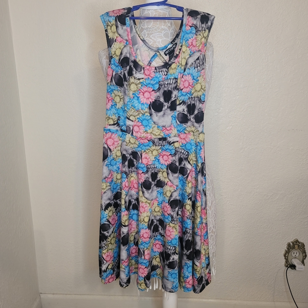 Hot Topic Flowers and Skulls Skater Dress